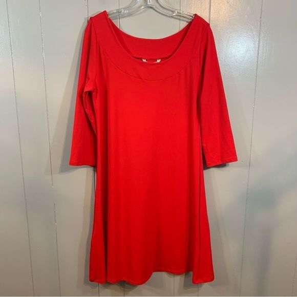 Travelsmith Red Petite Supplex Fast Drying Soft Comfort 3/4 Sleeve Dress PM NEW - Picture 1 of 10